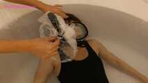 Xiaoyu Wearing Diving Gear in Bathtub 9