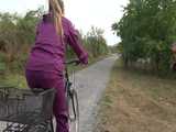 Get a Video with Sandra riding her bike enjoying her shiny nylon Rainwear 6