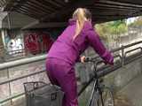 Get a Video with Sandra riding her bike enjoying her shiny nylon Rainwear 9