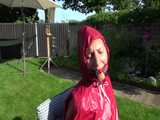 Watch Sandra bound, gagged and nylonhooded in her shiny nylon Rainwear 5