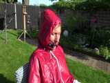 Watch Sandra bound, gagged and nylonhooded in her shiny nylon Rainwear 6