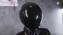 Xiaomeng in New Black Latex Suit and Pinhole Hood 10